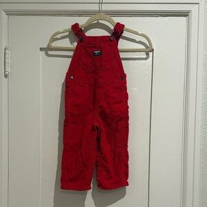 OshKosh B'gosh Bright Red Corduroy Overalls 24M